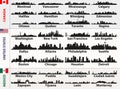 Vector set of Central and South America cities abstract skylines silhouettes Royalty Free Stock Photo